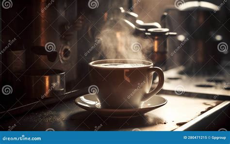 Hot Cappuccino Frothy Foam Scented Relaxation Indoors Generated By Ai