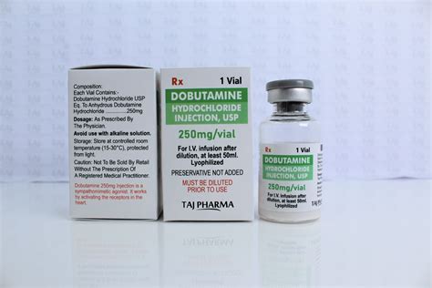 Dobutamine For Injection Usp 250mg Taj Generics Pharmaceuticals Taj