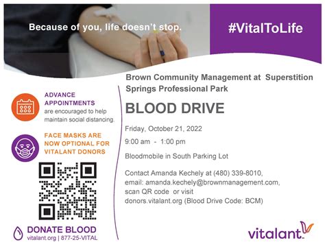 Vitalant Blood Drive October Brown Community Management A