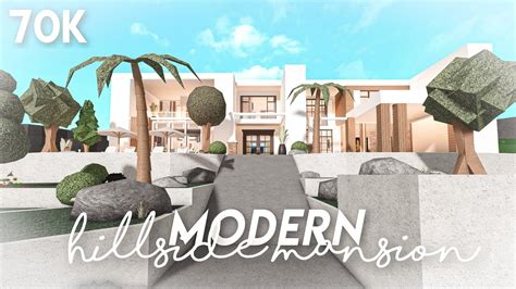 70k Modern Hillside Mansion Bloxburg Build Youtube