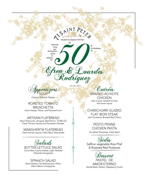 50th Anniversary Restaurant Menu on Behance