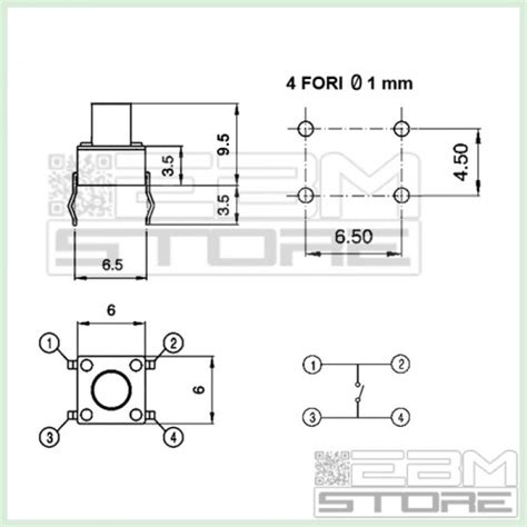 10pz Pulsante Da Circuito Stampato Miniaturizzati 6x6x9 5