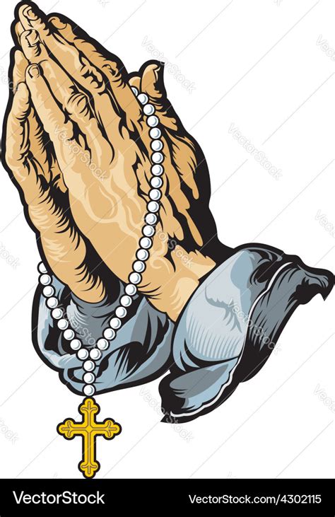 Praying Hands With Rosary Tattoo Royalty Free Vector Image