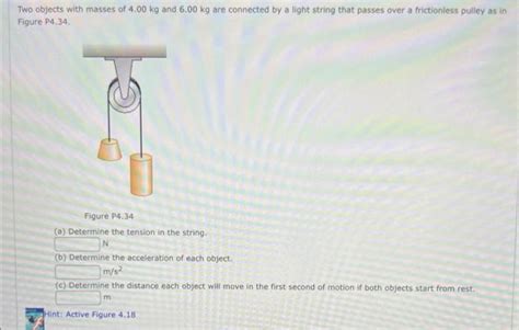 Solved Two objects with masses of 4.00 kg and 6.00 kg are | Chegg.com