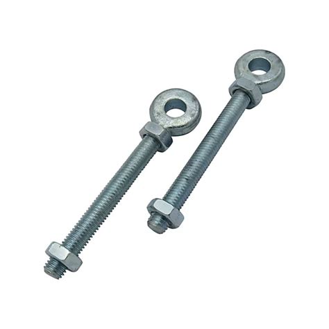 X2 16mm X 100mm Zinc Plated Swing Gate Eye Bolts With 2 Nuts Bright