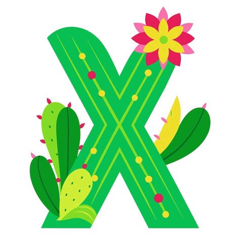 Premium Vector Cactus Alphabet Letter X Vector On Isolated White