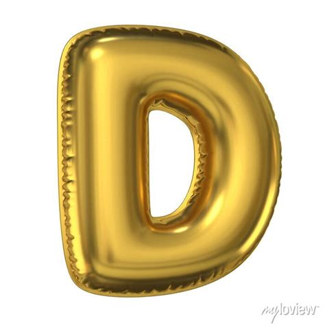 Golden Balloon Font 3d Rendering Letter D Posters For The Wall