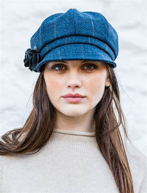 Ladies Tweed Newsboy Hat Denim Mucros Weavers