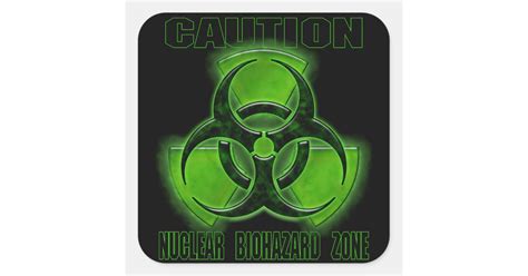 Nuclear Biohazard Caution Sign Square Sticker Zazzle