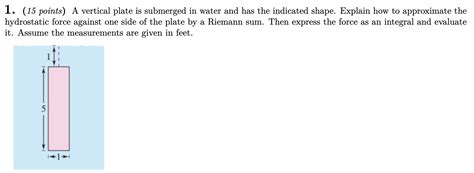 Solved Points A Vertical Plate Is Submerged In Water Chegg