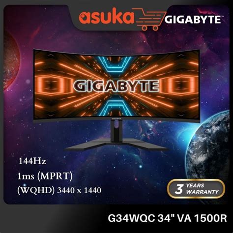 Gigabyte G34WQC 34 VA 1500R WQHD 3440 X 1440 144Hz Freesync Premium