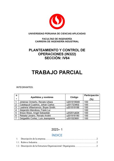 Trabajo Parcial Pco Grupo Universidad Peruana De Ciencias Aplicadas