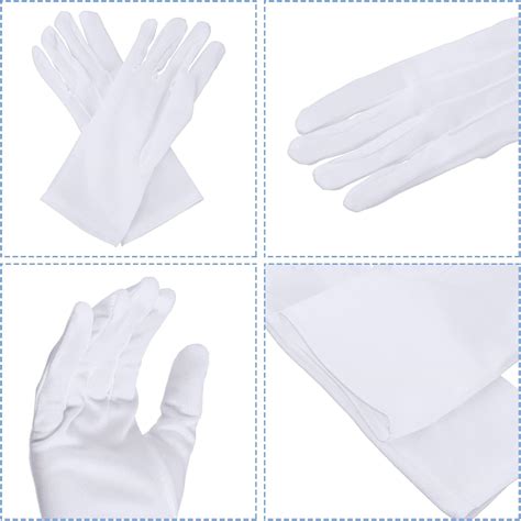 Yolev 6 Pairs White Gloves Men Uniform Gloves Parade Costume Gloves Dress Gloves Formal Tuxedo