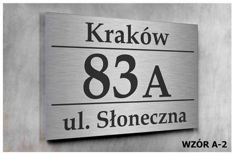 Tabliczka Tablica Adresowa Nr Domu X Aluminium Srebrny Szczotkowany