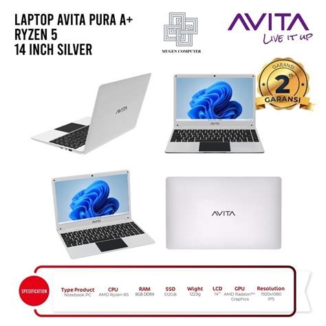 Jual Laptop Avita Pura A Ryzen U Ram Gb Gb Ips Windows