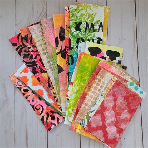 Mixed Media Collage Paper Kits Hand Painted Papers40 Piece Etsy