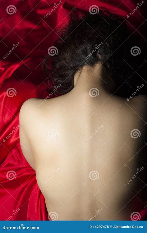 Naked Back Of A Girl With Red Satin Stock Image Image Of Satin Female 14297475