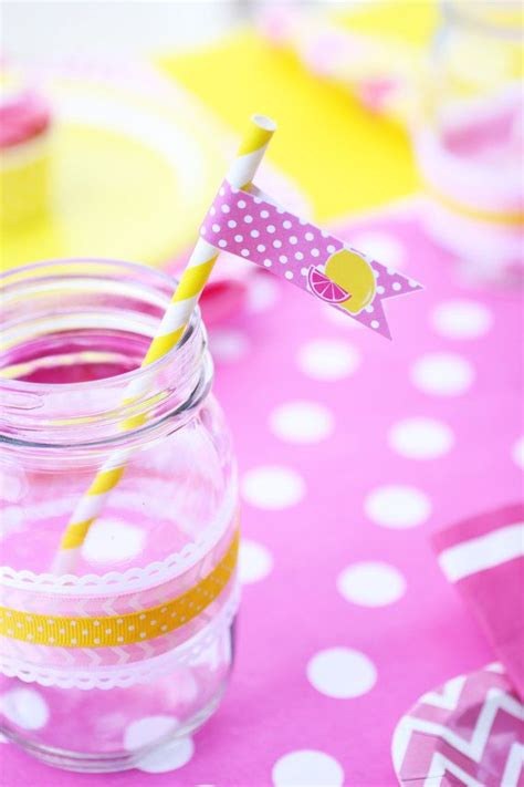 Instant Download Diy Pink Lemonade Stand Birthday Party Printable Straw