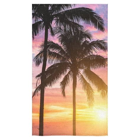 ZKGK Tropical Coconut Palm Tree Beach Sea Ocean Hawaii Summer Sunset