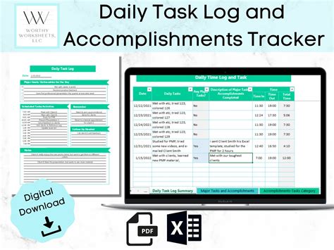 Daily Task Log Accomplishment Tracker Daily Schedule Task Tracker