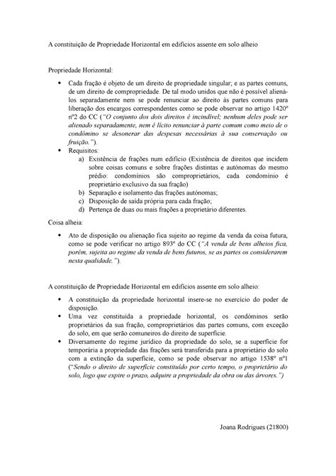 Trabalho De Direito Reais A Constituição De Propriedade Horizontal Em