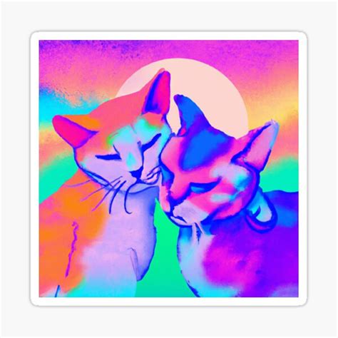 A Romantic Portrait Of Cats Sticker For Sale By Yalcinpub Redbubble