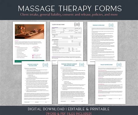 Massage Therapy Business Templates Bundle Client Intake And Business Management Forms Liability