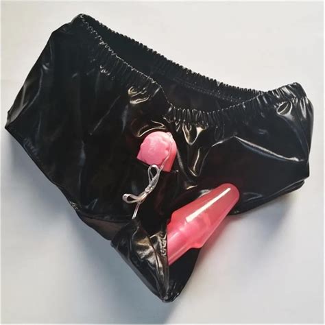Leather Vibrating Dildo Panties Anal Plug