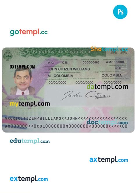 Costa Rica Visa Psd Fake Template Completely Editable With Fonts