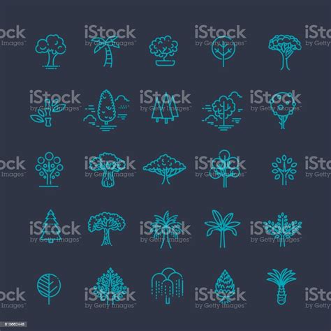 Set Of Tree Shape Vector Line Icons Stock Illustration Download Image