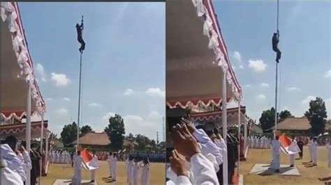 Setelah Bocah SMP Kini Beredar Video Viral Anggota TNI Panjat Tiang