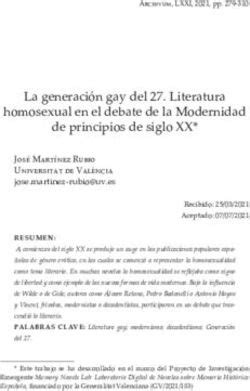 La generación gay del Literatura homosexual en el debate de la Modernidad de principios de
