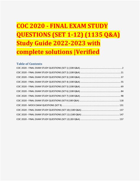 Coc Final Exam Study Questions Set Q A Study Guide