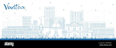 Outline Vantaa Finland City Skyline With Blue Buildings Vector