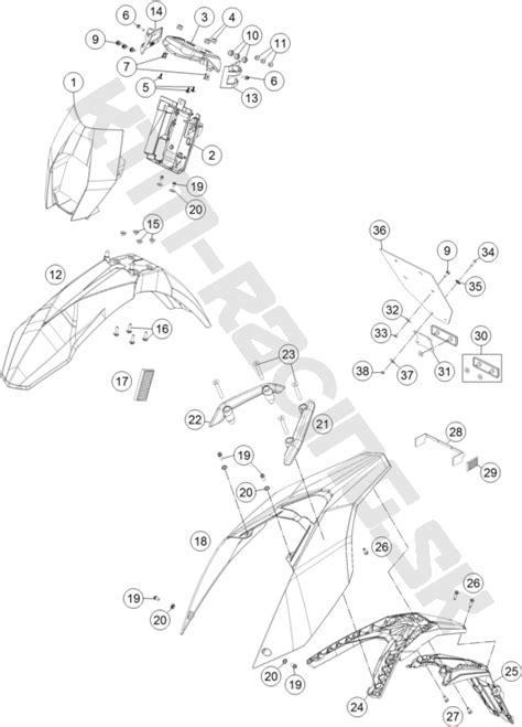 KTM Racing Schéma MASK FENDERS pre model KTM Supermoto 690 SMC R