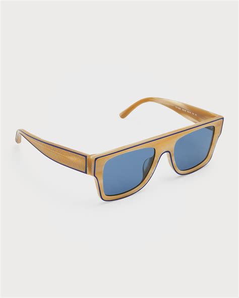 Tory Burch Golden Rim Rectangle Acetate Sunglasses Neiman Marcus