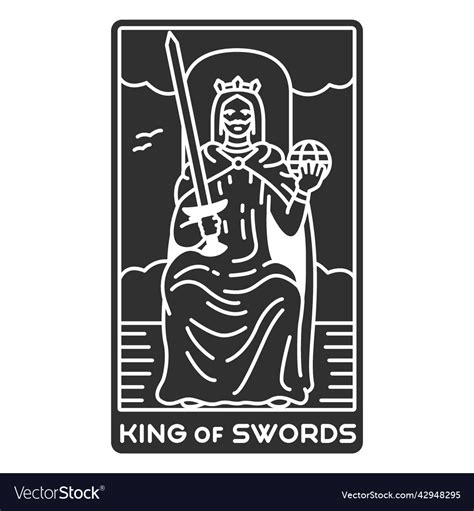 Tarot Card King Of Swords Cut Out High Quality Vector Image