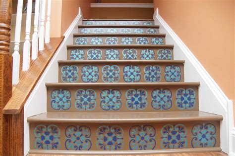 Stair Riser Stencil With Tuscan Tile Design