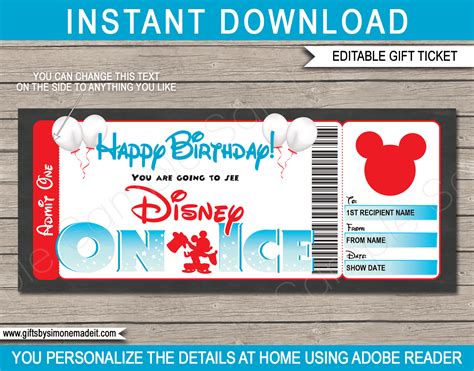 Christmas Disney On Ice Gift Ticket Template Gift Voucher