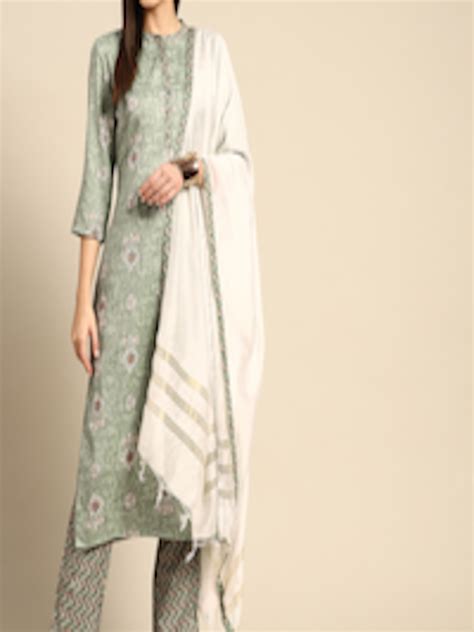 Buy Anouk Women Green Ethnic Motifs Printed Kurta With Trousers