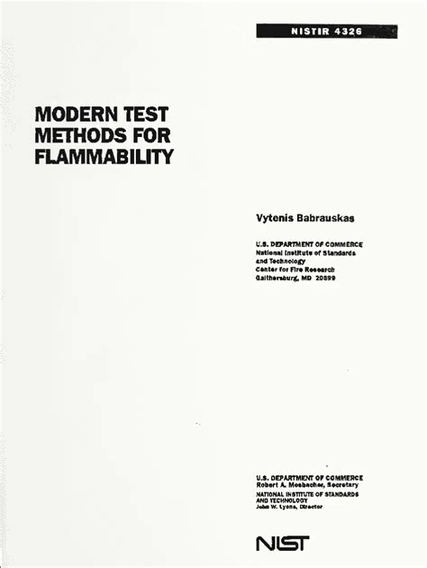 Fillable Online Nvlpubs Nist Fire And Flammability Characteristics Of