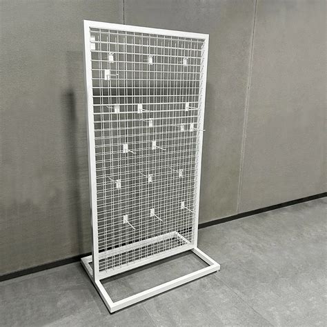 Metal Wire Grid Display Rack Retail Shop Free Standing Metal Mobile Mesh Gridwall Panel Hanging