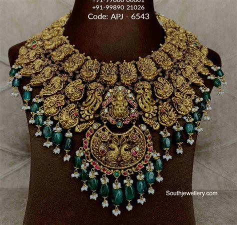 Antique Gold Peacock Nakshi Necklace Indian Jewellery Designs