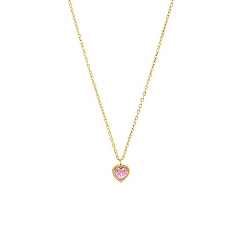 Stalen Goldplated Ketting Vintage Roze Hart Voor Dames Lucardi Nl