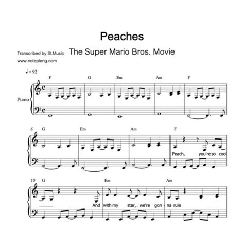 Peaches The Super Mario Bros Movie โน้ตเปียโน