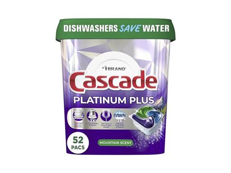 Cascade Platinum Plus Dishwasher Detergent Pacs Mountain 52 Count