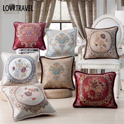 European Style Pillowcase Elegant Floral Decorative Cushion Covers For Sofa Square Classic