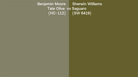 Benjamin Moore Tate Olive Hc 112 Vs Sherwin Williams Saguaro Sw 6419