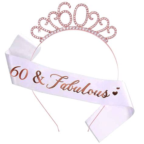 Buy 60th Birthday Sash And Birthday Crown Crystal Tiara For Women 60th