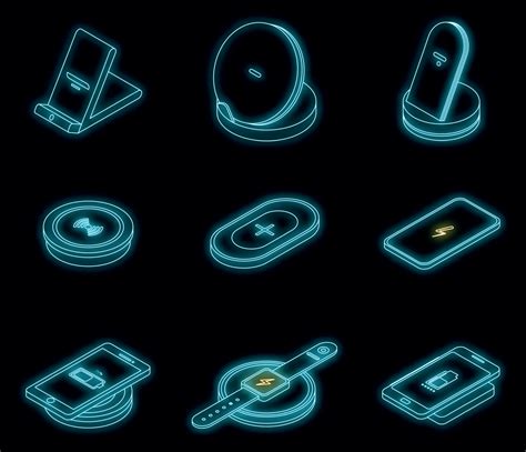 Wireless Charger Icons Set Vector Neon 8886755 Vector Art At Vecteezy